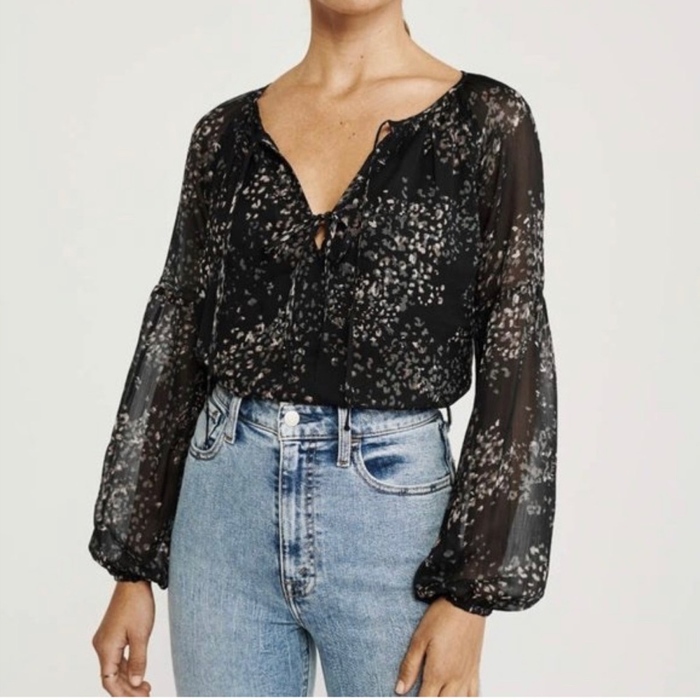 Abercrombie & Fitch Black Floral Blouse